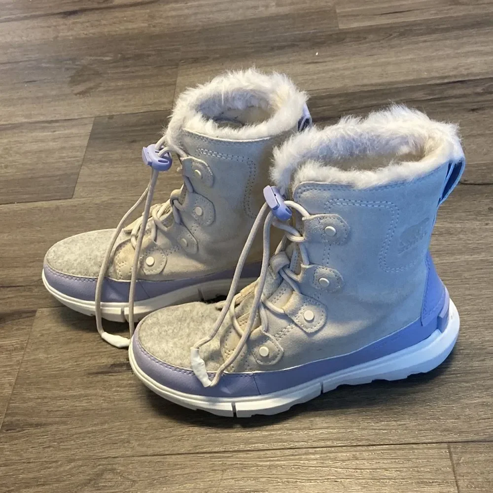 Sorel Kids' Explorer Waterproof Lace-up Boot In Natural/ Twilight